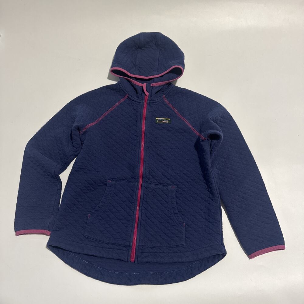 L.L. Bean Hooded Jacket Barn Quilted Coat Kids‎ Youth Girls Medium 10-12 EUC